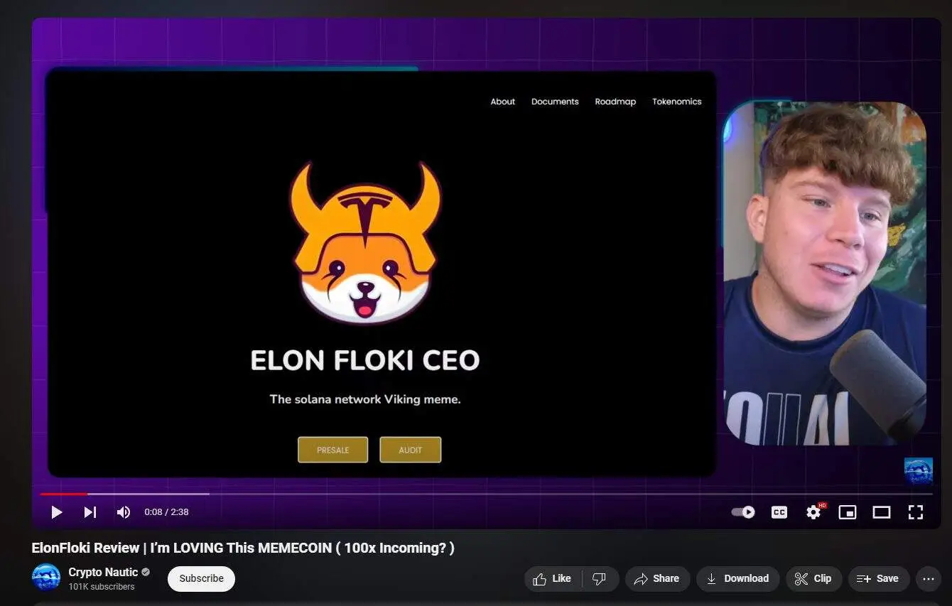 Elon Floki CEO presentation for CryptoClicks platform.