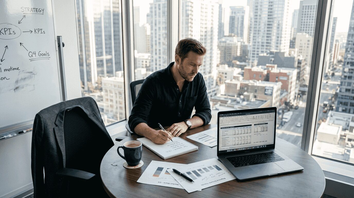 Man working on crypto marketing plan